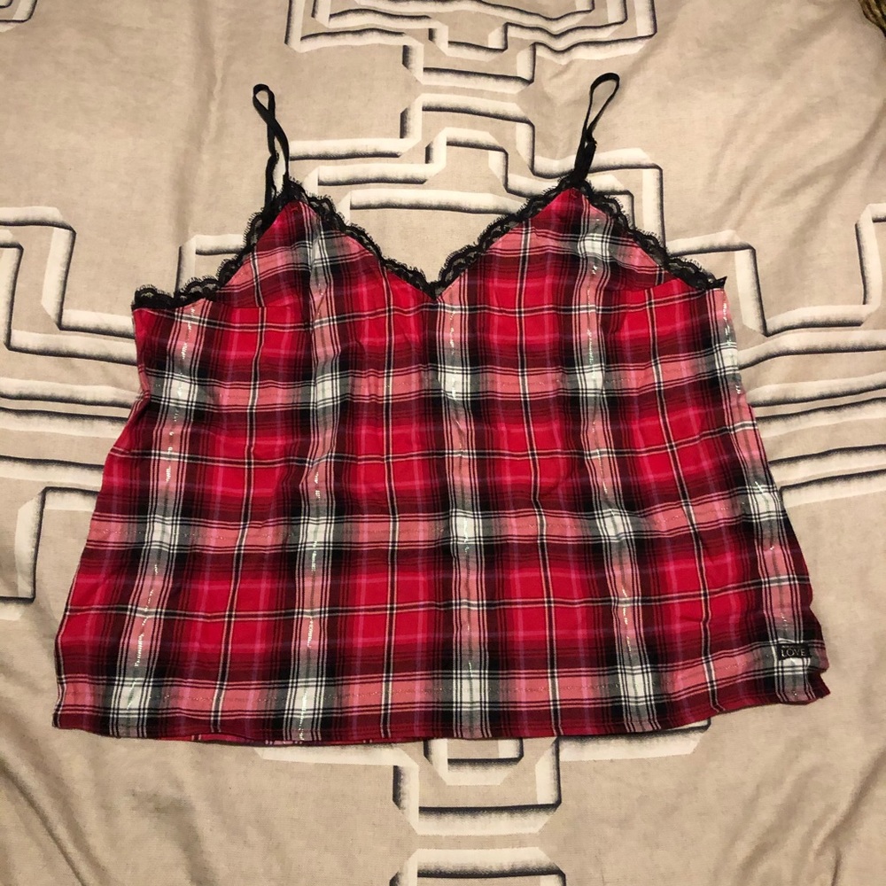 Victoria's Secret Red Plaid Flannel Cami NWOT